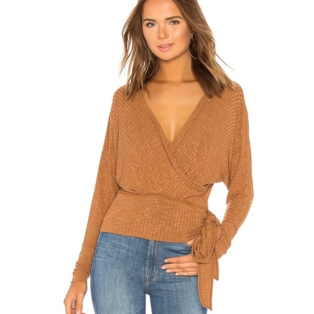 Free People East Coast Wrap Sweater in Copper Sz XS